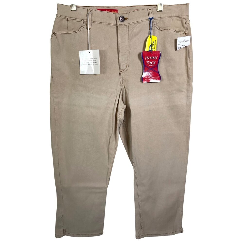 NYDJ Tummy Tuck Jeans Sand‎ Tan Size 14 Stretch Cropped Pants NWT